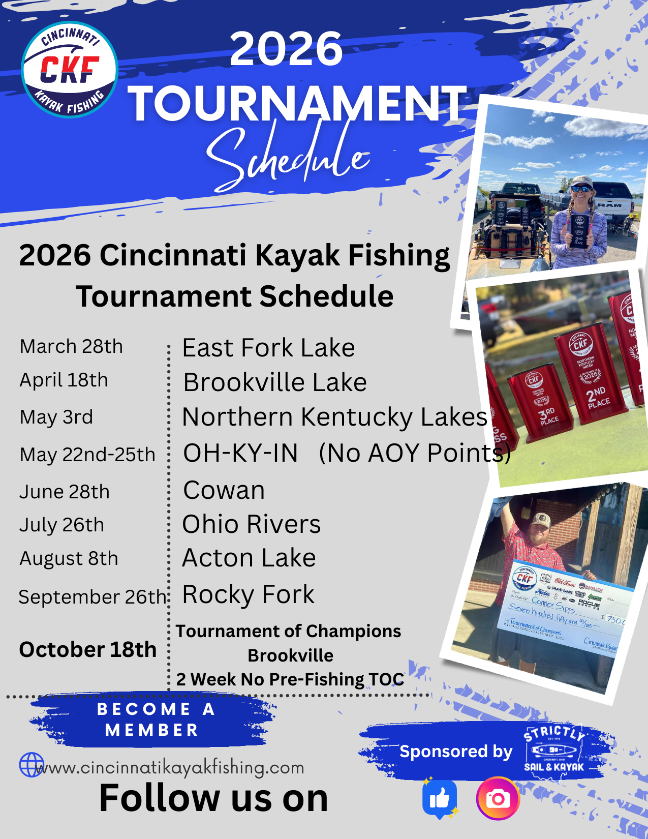 2026 Cincinnati Kayak Fishing tournament schedule